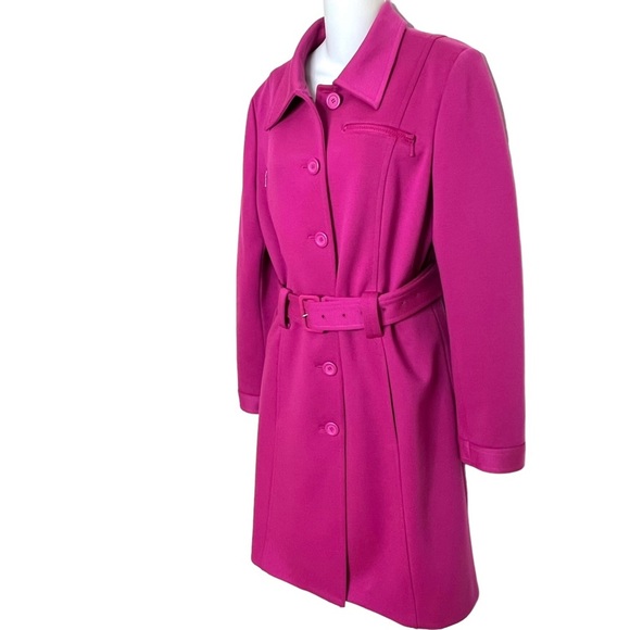 IDEOLOGY BRIGHT PINK BELTED TRENCH COAT SIZE LARGE “Barbie Pink” - Picture 4 of 11